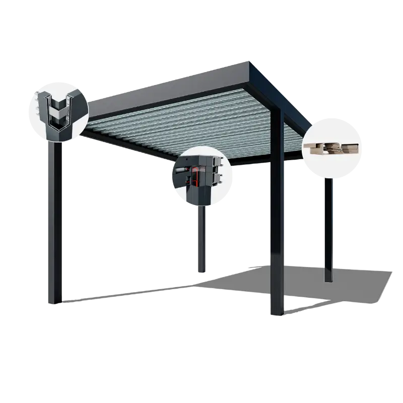 Schéma de la pergola bioclimatique en aluminium
