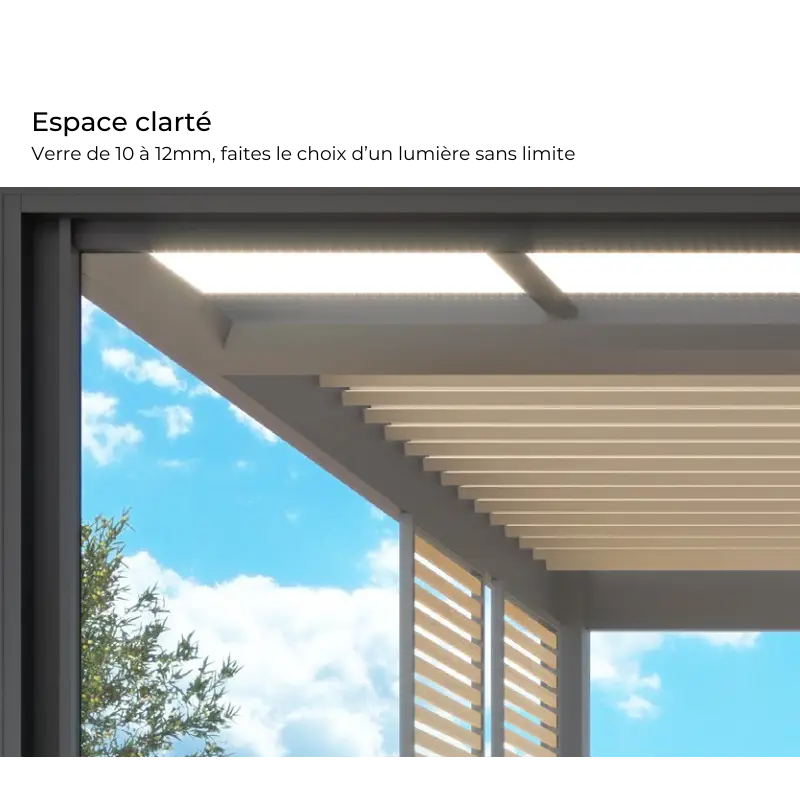 Option de la pergola pour un maximum de luminosité avec le puit de lumière.